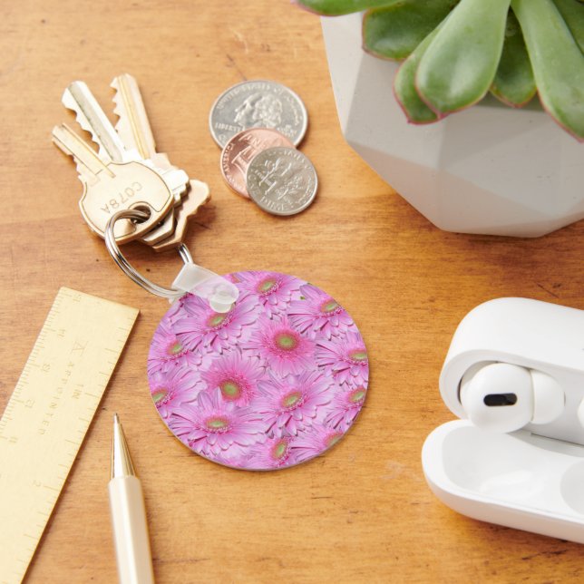 Pink Gerbera Flower Clusters,  Keychain (Desk)