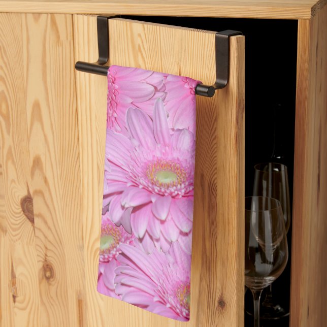 Pink Gerbera Flowers,  Kitchen Towel (Thirds Fold)