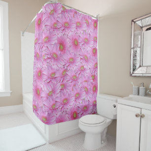 Pink Gerbera Flowers, Shower Curtain