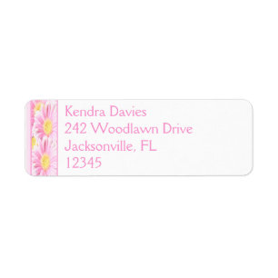 Pink Gerbera on White Return Address Label
