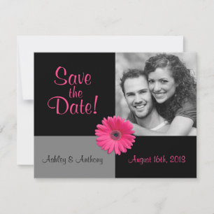 Pink Gerbera Photo Wedding Save the Date