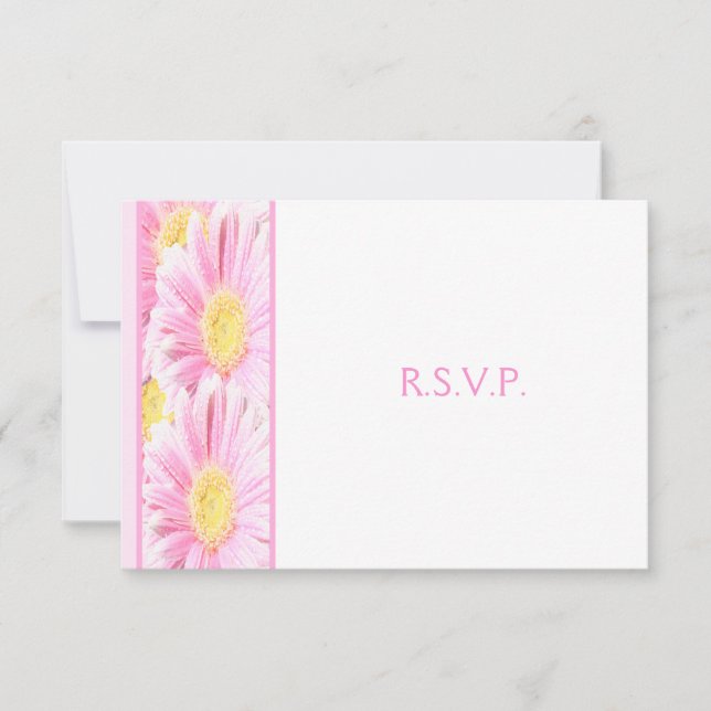 Pink Gerberas on White Reply Card II (Front)
