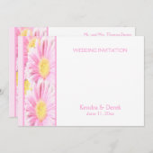 Pink Gerberas on White Wedding Invitation (5x7) (Front/Back)