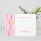 Pink Gerberas on White Wedding Invitation (5x7) (Standing Front)