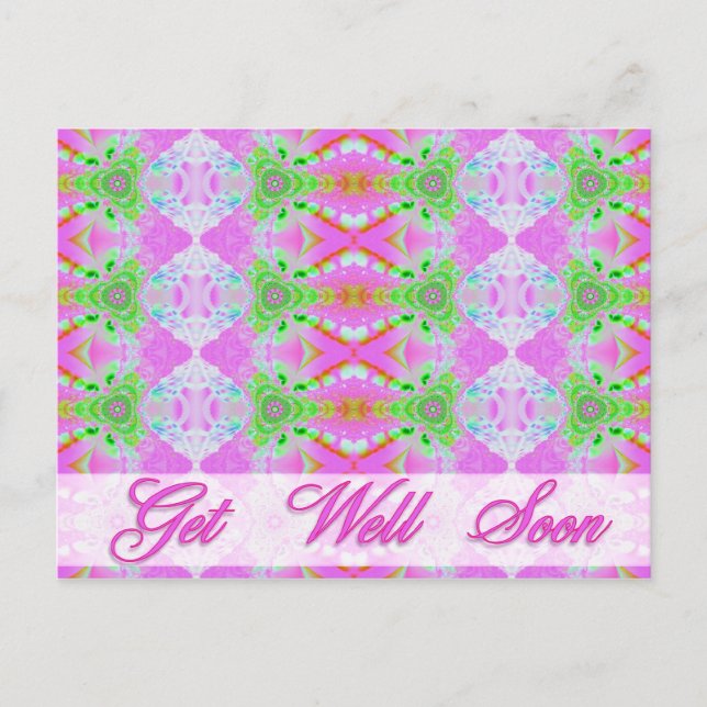 pink get well soon postcard (Front)