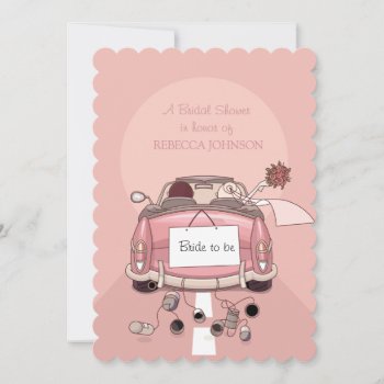 Pink Getaway Car - Bridal Shower Invitation by weddingsNthings at Zazzle