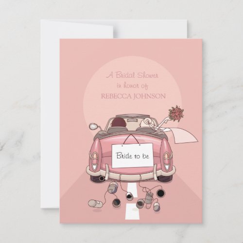 Pink Getaway Car - Bridal Shower invitation