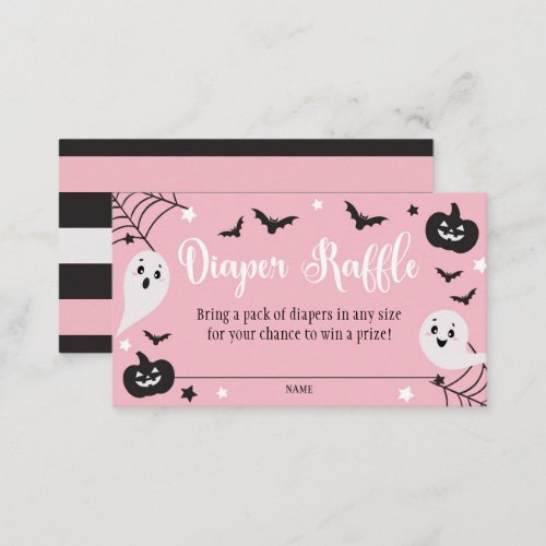 Pink Ghost Baby Shower Diaper Raffle Card