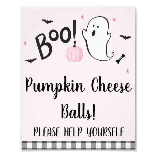 Pink Ghost Boo Halloween Birthday Party Sign