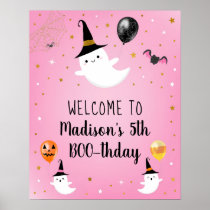 Pink Ghost BOO Halloween Birthday Welcome Poster
