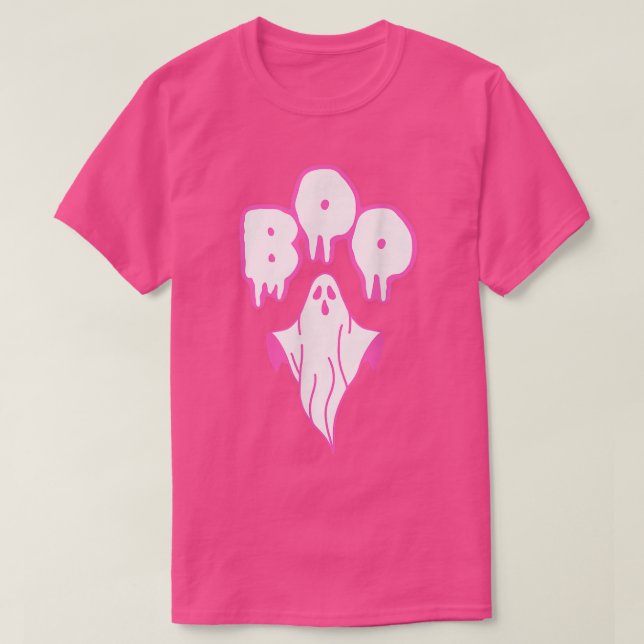Pink Ghost Boo Halloween Costume T-Shirt (Design Front)