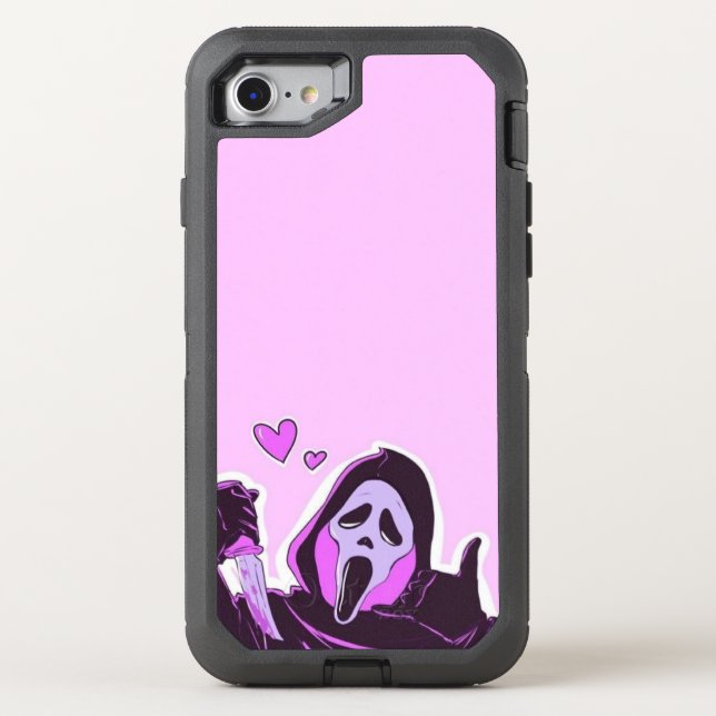 Pink Ghost Face Halloween Mug Otterbox iPhone Case (Back)