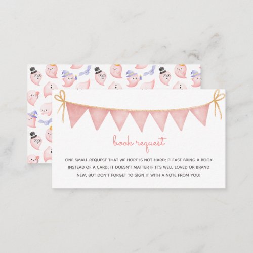 Pink Ghost Girl Baby Shower Book Request Enclosure Card