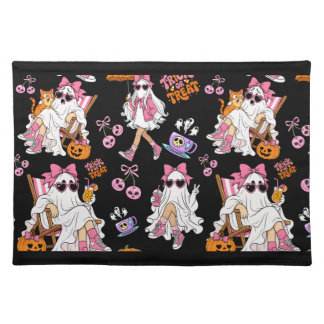 Pink Ghost Girl Halloween Cute Spooky Cloth Placemat
