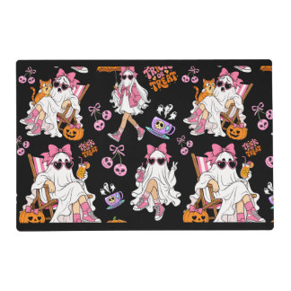 Pink Ghost Girl Halloween Cute Spooky Placemat