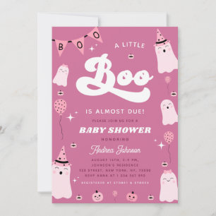 Pink Ghost & Groovy Little Boo Girl Baby Shower Invitation