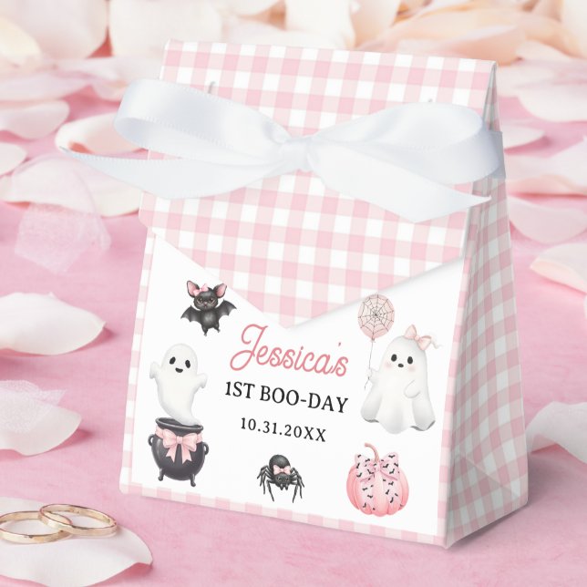 Pink Ghost Halloween 1st Birthday Party Favor Boxes (Wedding)