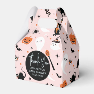 Pink Ghost Halloween Baby Shower Girl Thank You Favor Boxes