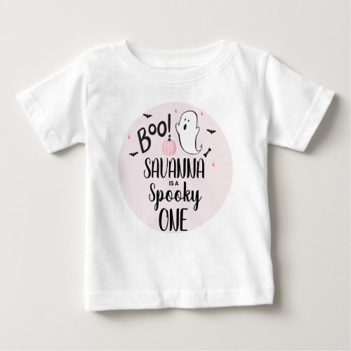 Pink Ghost Halloween Birthday Party  Baby T_Shirt