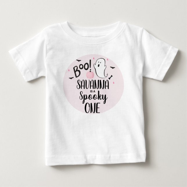 Pink Ghost Halloween Birthday Party  Baby T-Shirt (Front)