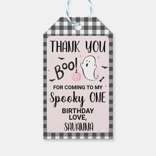 Pink Ghost Halloween Birthday Party  Gift Tags