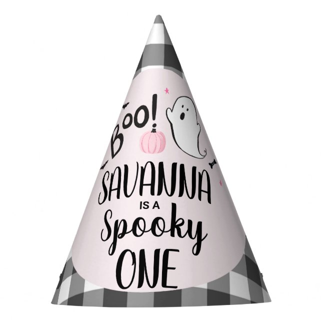 Pink Ghost Halloween Birthday  Party Hat (Front)