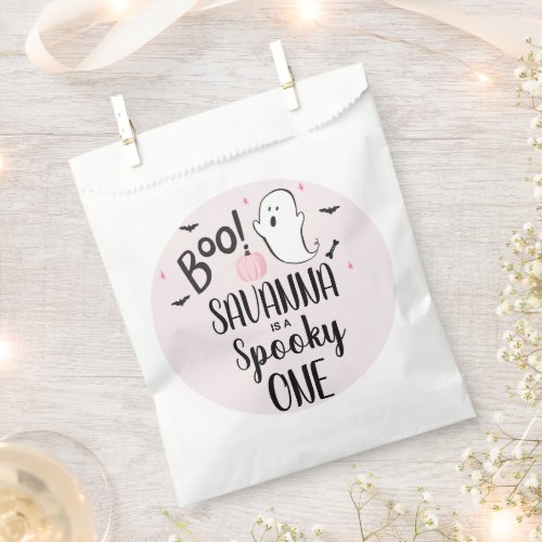 Pink Ghost Halloween Birthday Party Paper  Favor Bag