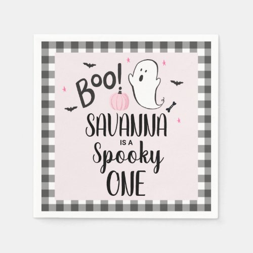 Pink Ghost Halloween Birthday Party Paper Napkins