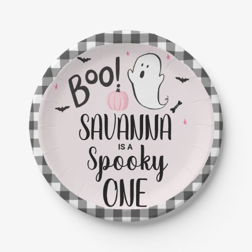 Pink Ghost Halloween Birthday Party Paper Plate