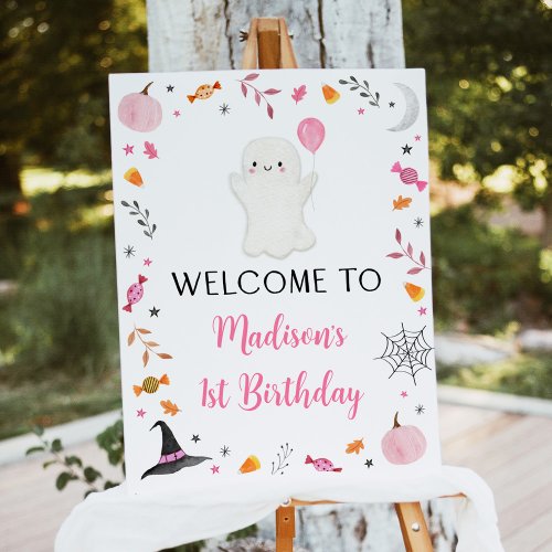 Pink Ghost Halloween Birthday Welcome Foam Board