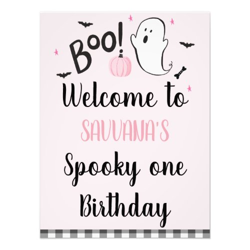 Pink Ghost Halloween Birthday Welcome Sign