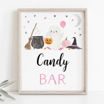Pink Ghost Halloween Candy Bar Party Sign