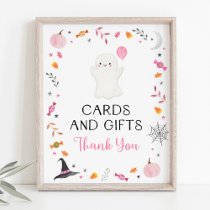 Pink Ghost Halloween Cards & Gifts Party Sign