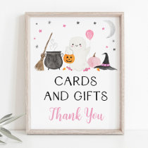 Pink Ghost Halloween Cards & Gifts Sign