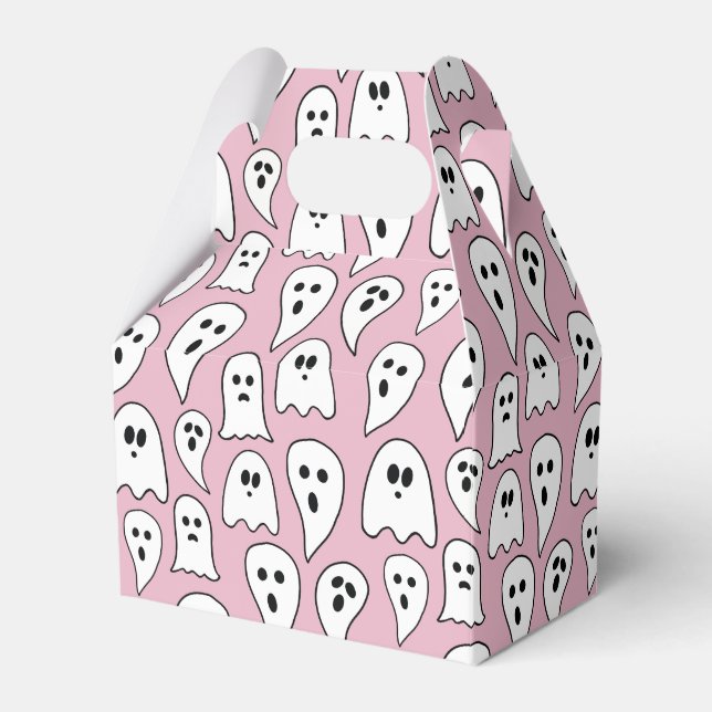 Pink Ghost Halloween Favor Boxes (Front Side)