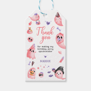 Pink Ghost Halloween Ghost 1st Birthday Thank You Gift Tags