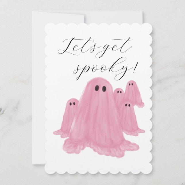 Pink Ghost Halloween Party Invitation (Front)