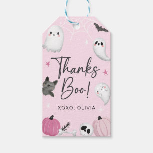 Pink Ghost Halloween Thank You Tag • Thanks Boo!