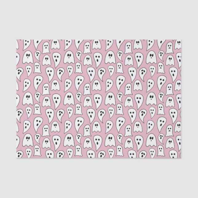 Pink Ghost Halloween Tissue Paper (Front)
