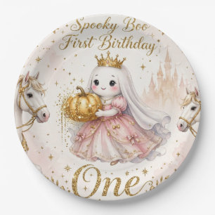 Pink Ghost Horse Princess Birthday Plates