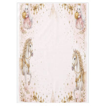 Pink Ghost Horse Princess Birthday Table Cover