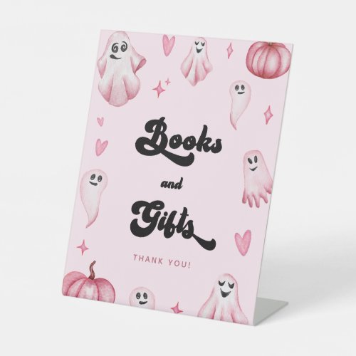 Pink Ghost Little Boo Baby Shower Books Gifts Sign