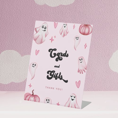 Pink Ghost Little Boo Baby Shower Cards Gifts Sign