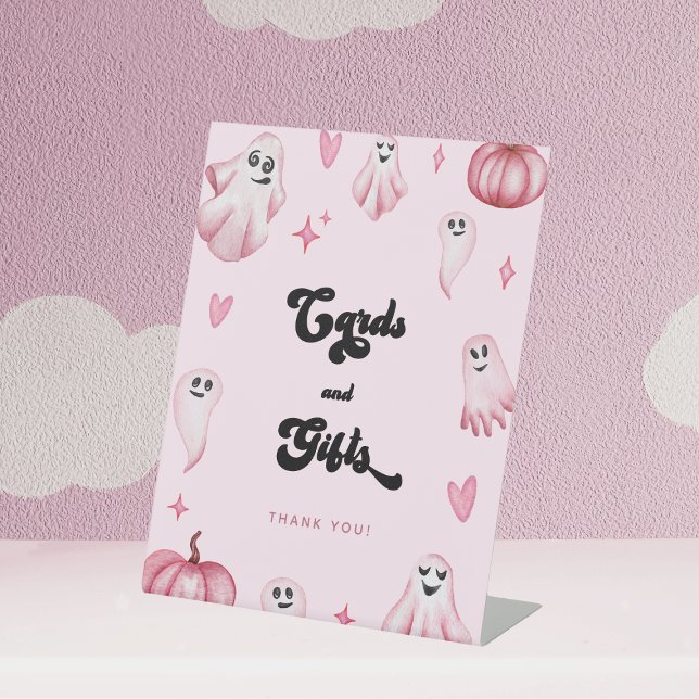 Pink Ghost Little Boo Baby Shower Cards Gifts Sign (Creator Uploaded)
