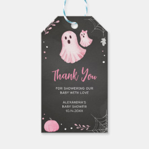 Pink Ghost Little Boo Baby Shower Favor Tags