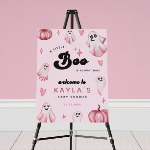 Pink Ghost Little Boo Baby Shower Welcome Sign