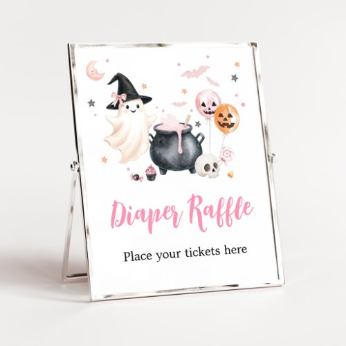 Pink Ghost Little Boo Diaper Raffle Sign