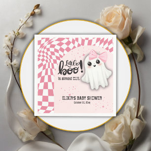 Pink Ghost Little Boo is almost due Baby Shower Napkins