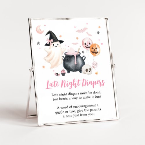 Pink Ghost Little Boo Late Night Diapers Sign