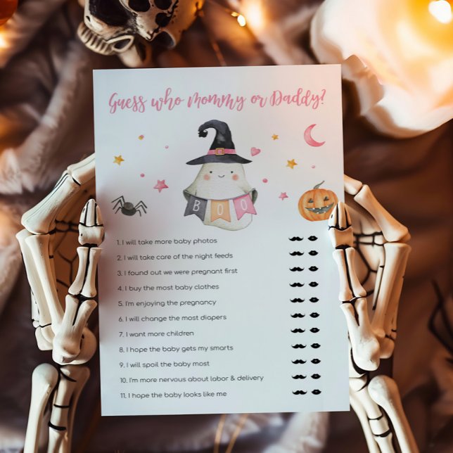 Pink Ghost LittleBoo Guess who Mommy or Daddy Game (Little Boo Baby Shower Guess who Mommy or Daddy Game)